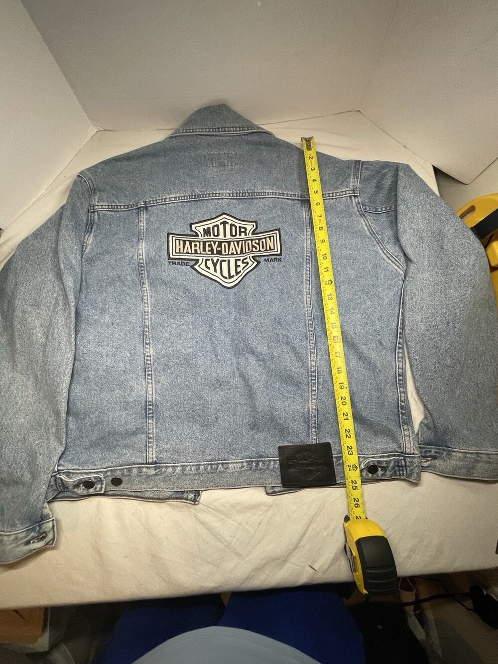 Vtg Harley Davidson Denim Blue Jean Jacket Biker Motorcycle Sz S-Great Condition